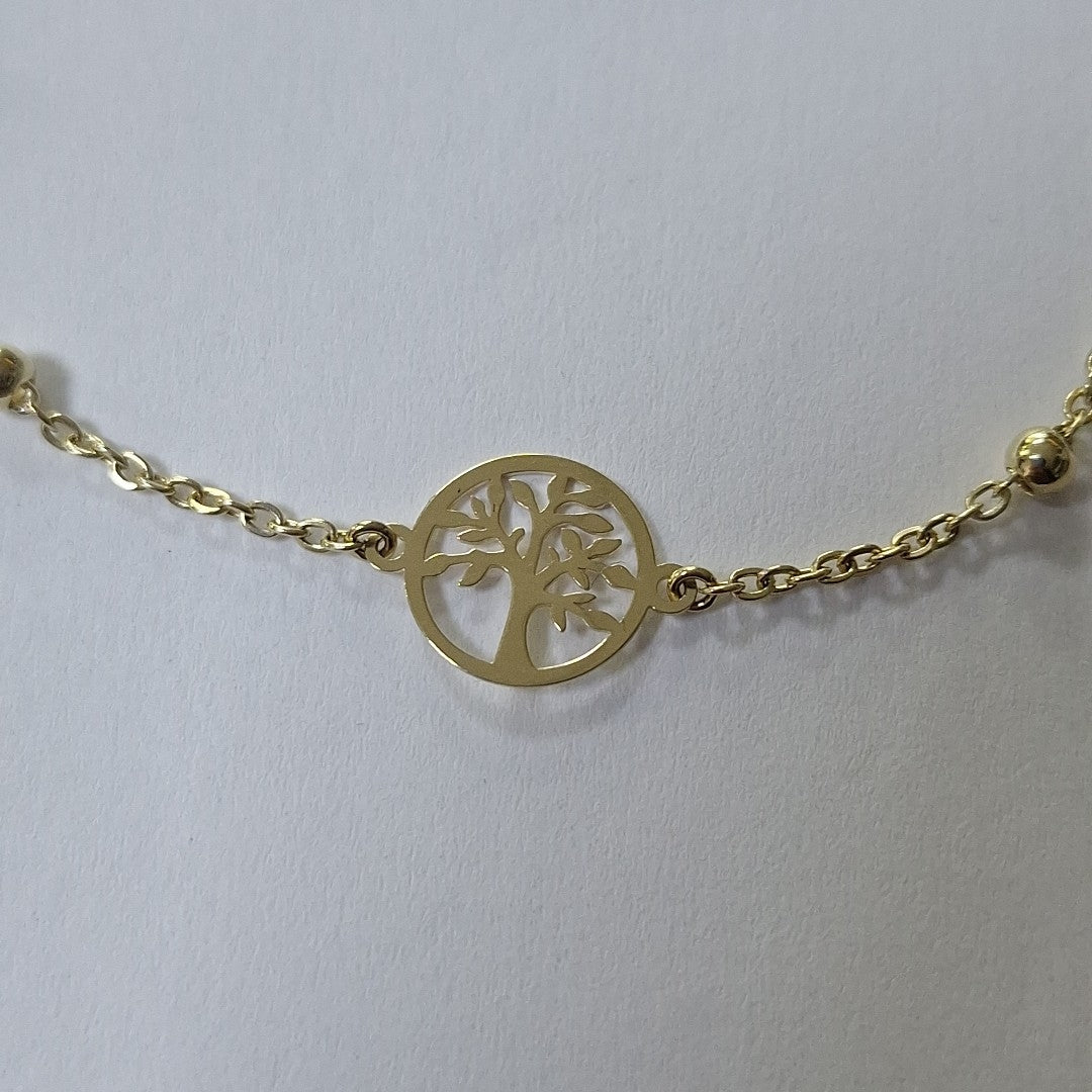 PULSERA TEJIDO ESPECIAL ARBOL 14K 18 CM 1.8 GR (NUEVO)