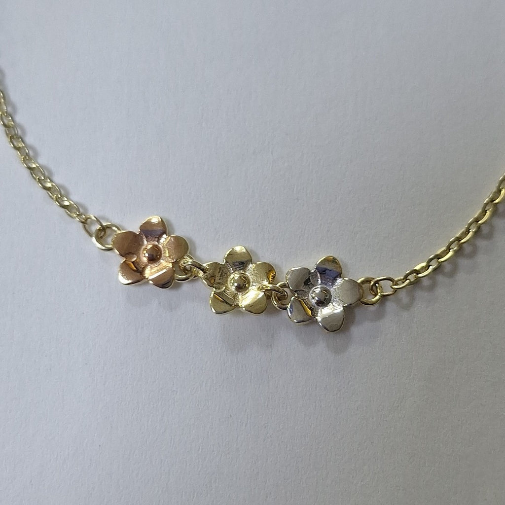 PULSERA TEJIDO ESPECIAL FIG FLORES 14K 18 CM 2 GR (NUEVO)