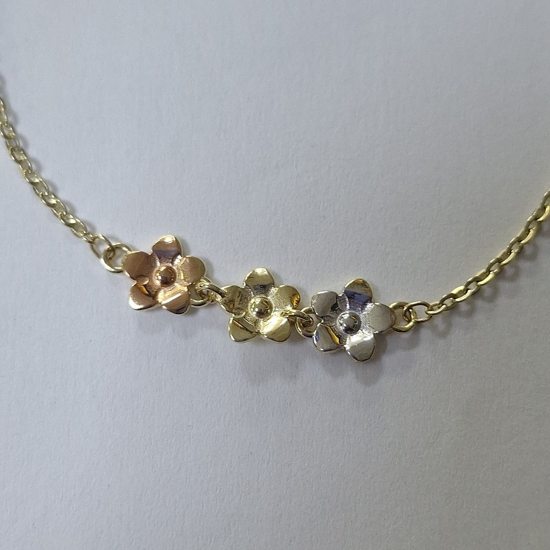 PULSERA TEJIDO ESPECIAL FIG FLORES 14K 18 CM 2 GR (NUEVO)