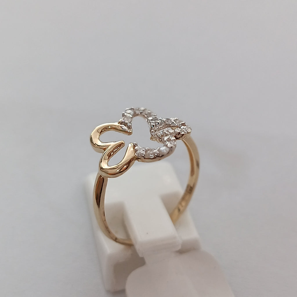 ANILLOS FIG FLOR CON CIRCONIAS 14K TALLA 7 1.6 GR (NUEVO)