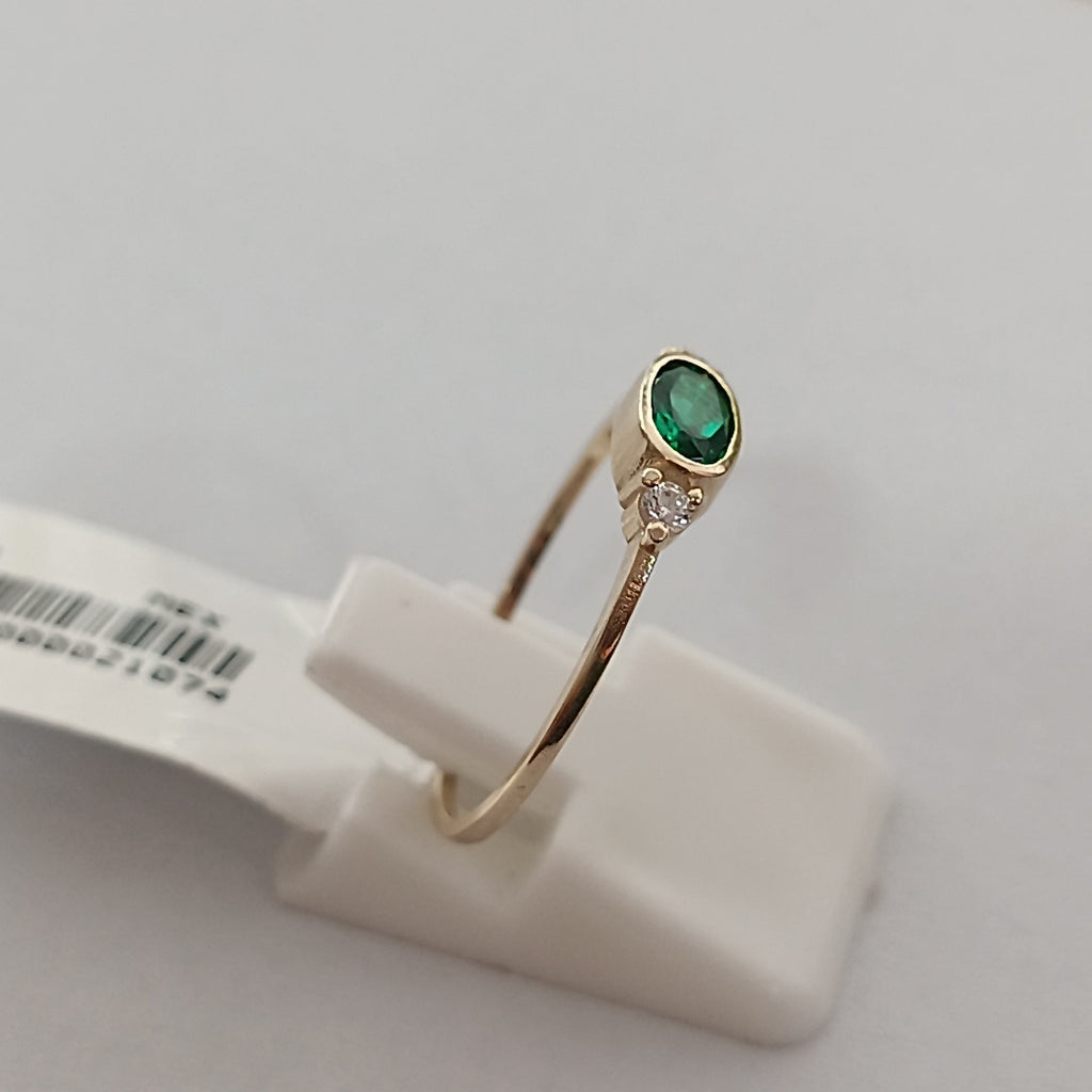 ANILLOS TEJIDO ANILLITO C CIRCONIAS Y PIEDRA VERDE 14K 8 1.2 GR (NUEVO)