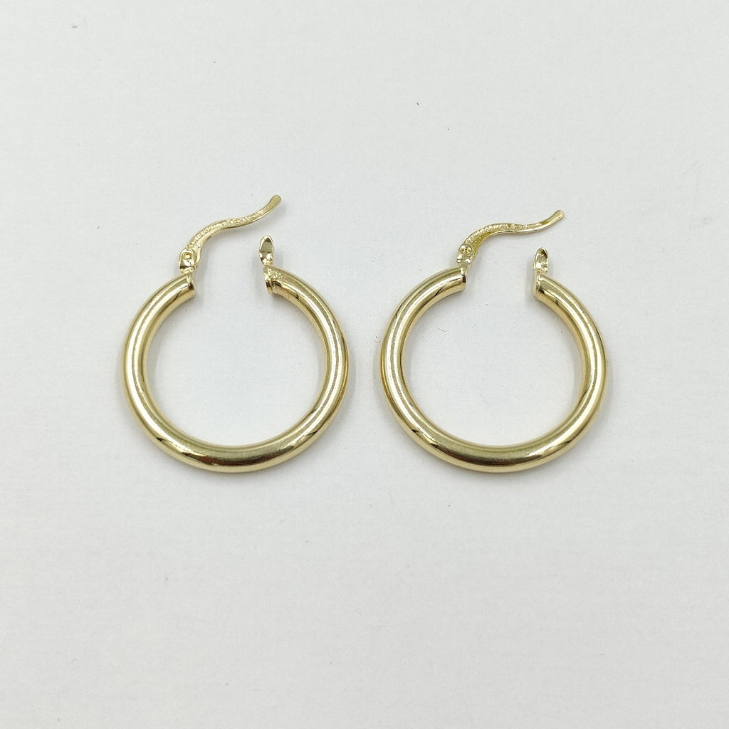 ARETES TEJIDO ARRACADAS LISAS HUECAS 14K 2.1 GR (NUEVO)