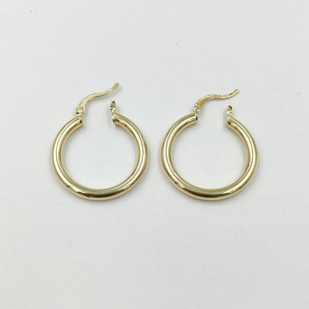 ARETES TEJIDO ARRACADAS LISAS HUECAS 14K 2.1 GR (NUEVO)