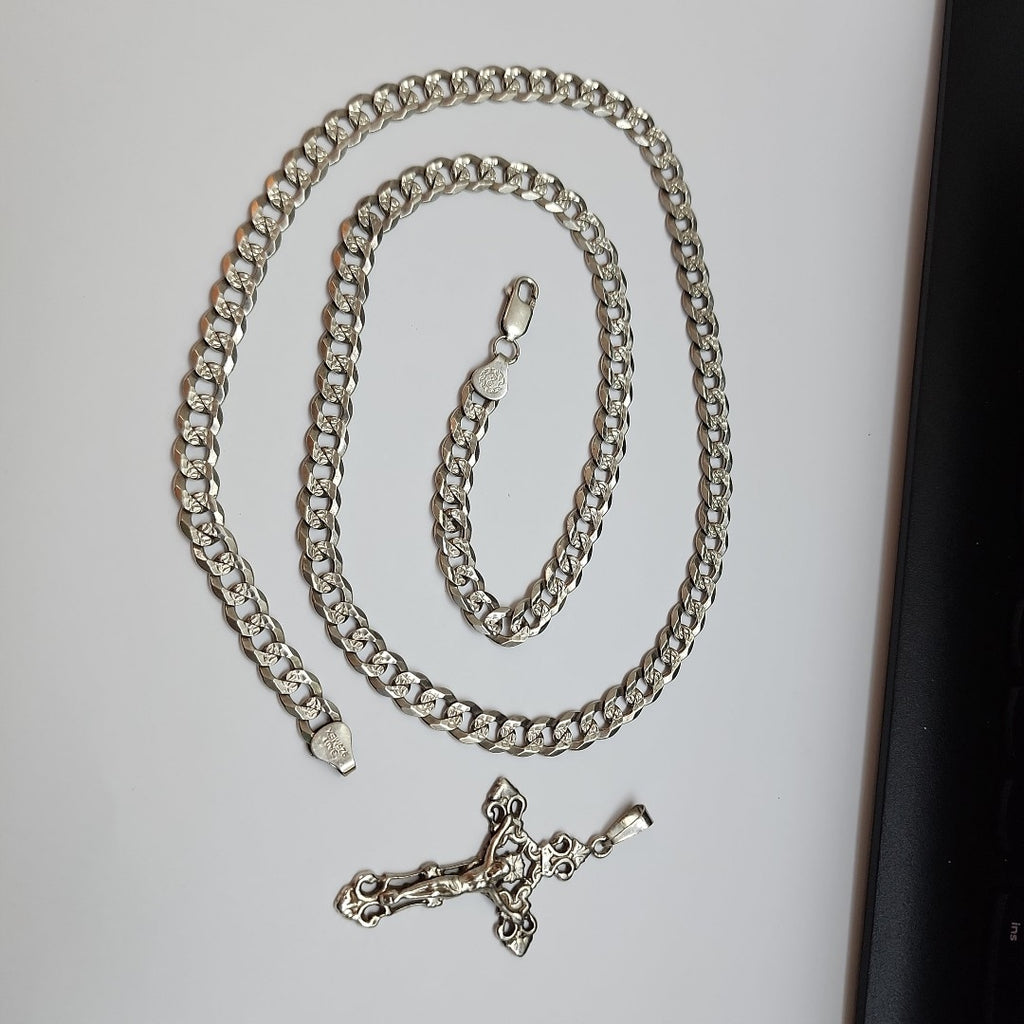 CADENA, CRUCIFIJO PLATA 50.5 GRMS (SEMINUEVO)