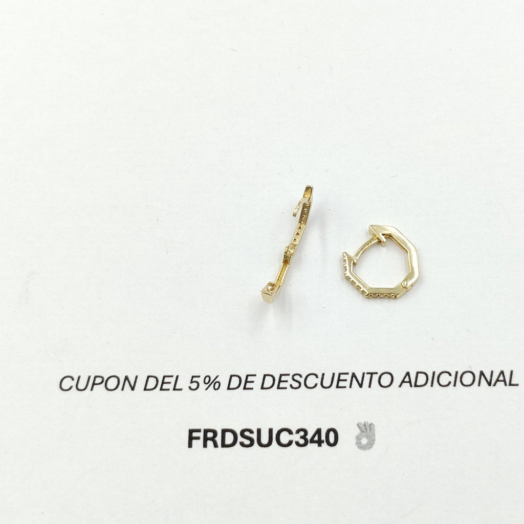ARETES HUGIES C CIRCONIAS 14K 1.5 GR (NUEVO)