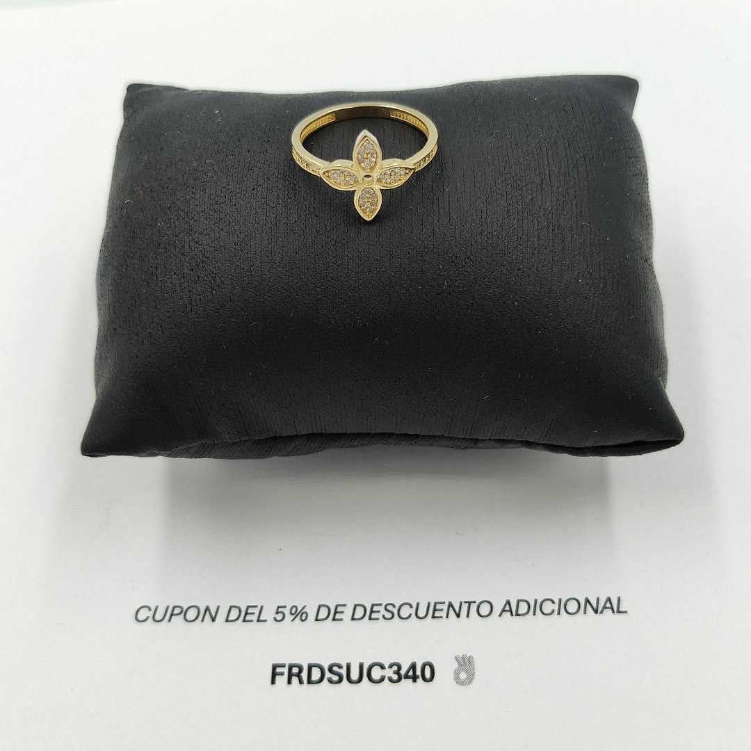 ANILLO ANILLITO FLOR C CIRCONIAS 14K 7 TALLA 1.9 GR (NUEVO)
