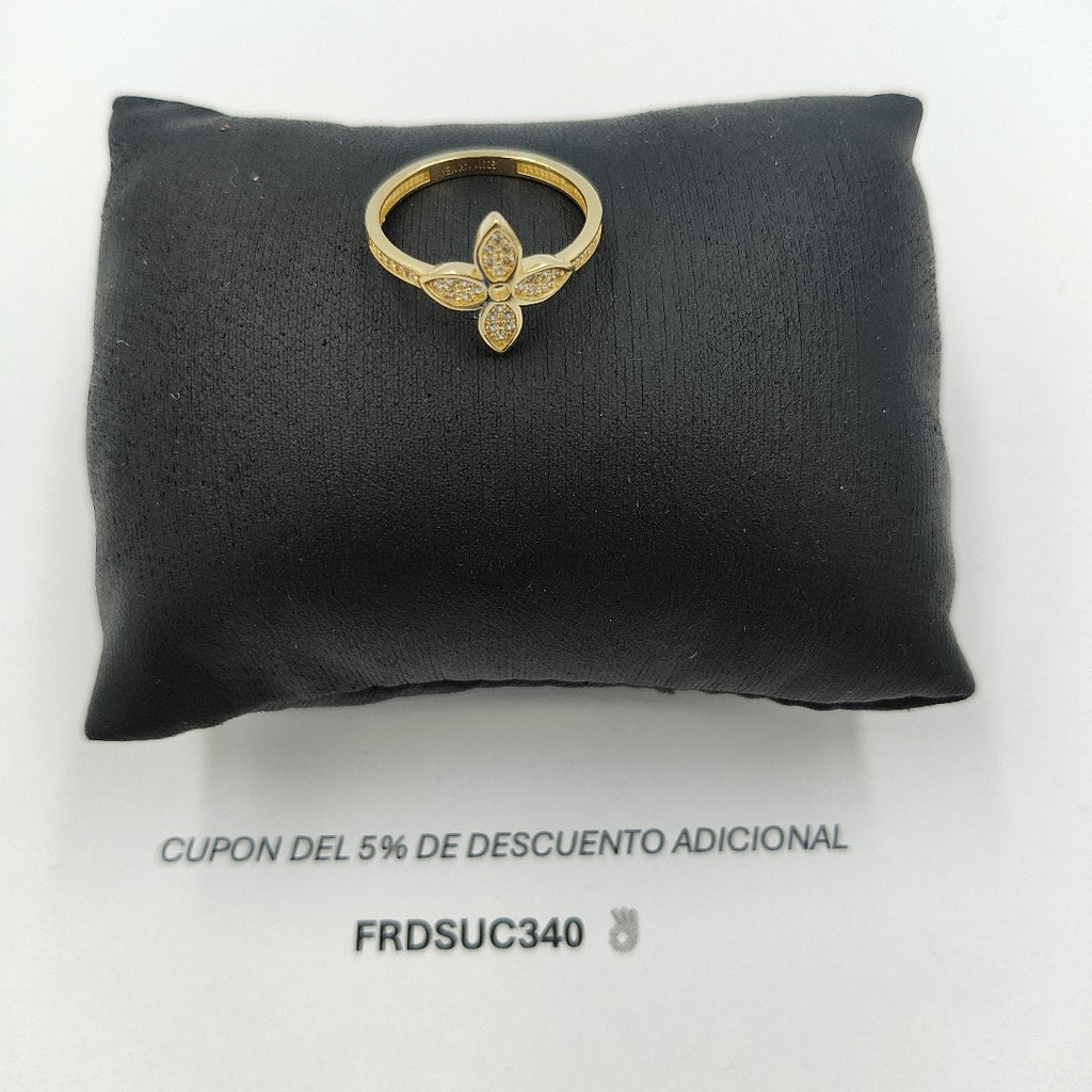 ANILLO ANILLITO FLOR C CIRCONIAS 14K 7 TALLA 1.9 GR (NUEVO)