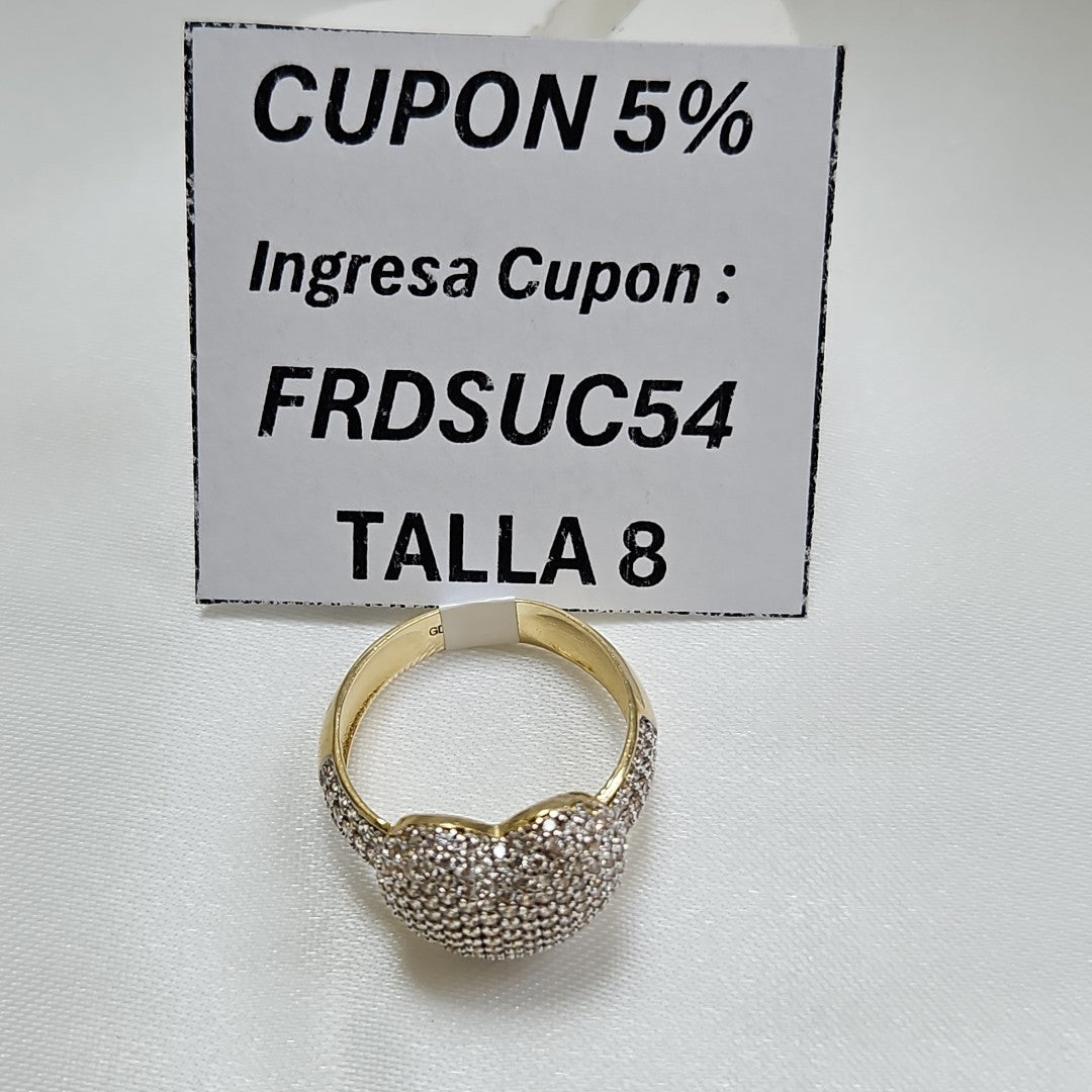 ANILLO ANILLITO CORAZON C CIRCONIAS 14K 8 TALLA 4.8 GR (NUEVO)