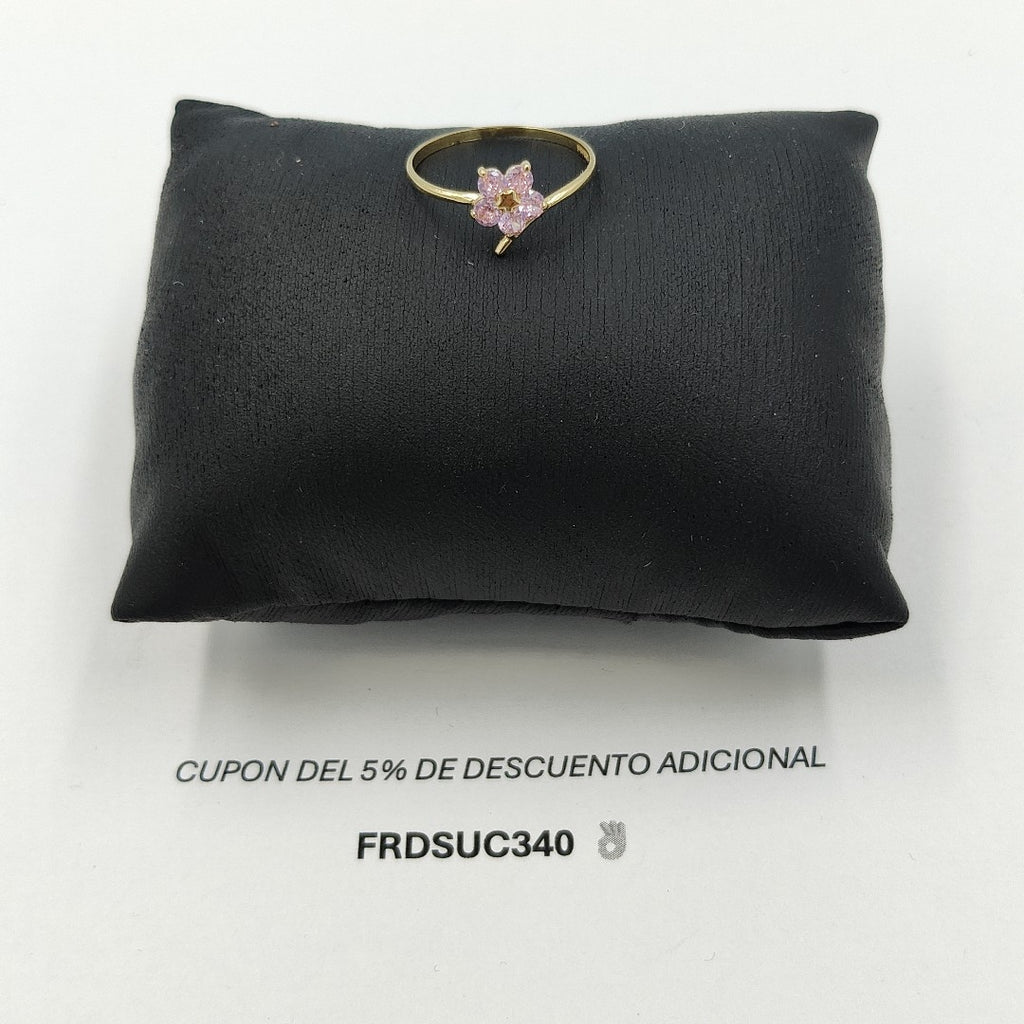 ANILLOS FLOR CON PIEDRA DE COLOR 14K TALLA 9 1 GR (NUEVO)