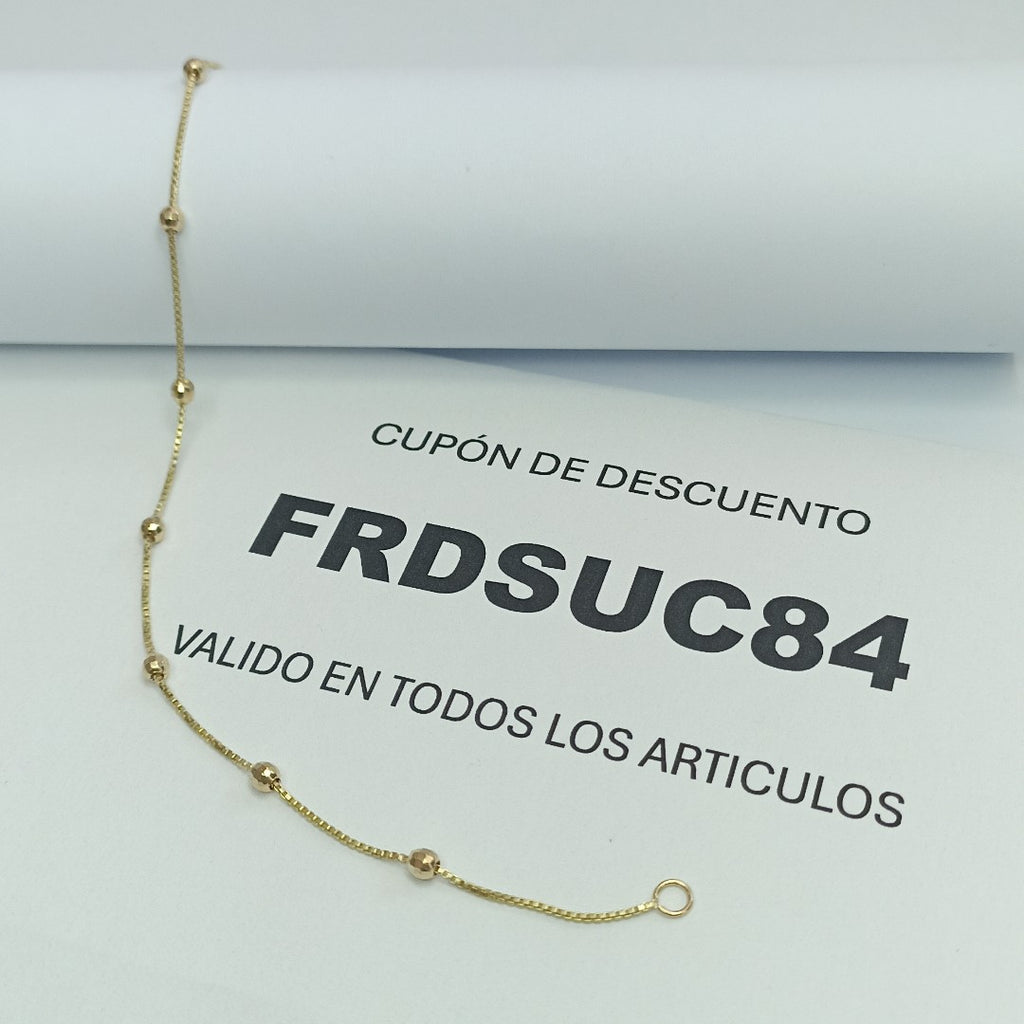 PULSERA ESPECIAL CON BOLITAS 14K 18 CM 1.4 GR (NUEVO)
