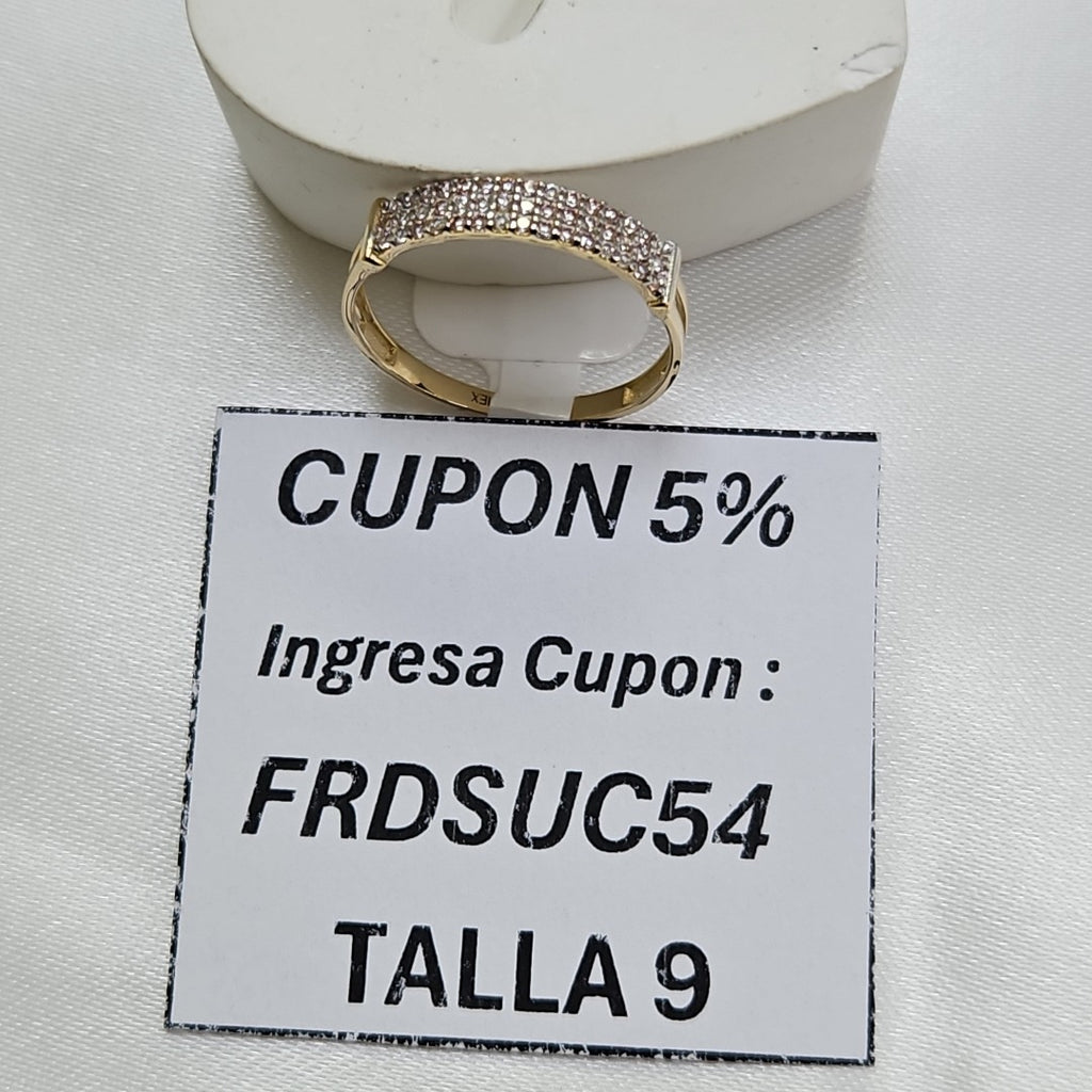 ANILLO ANILLITO C CIRCONIAS 14K 9 TALLA 1.5 GR (NUEVO)
