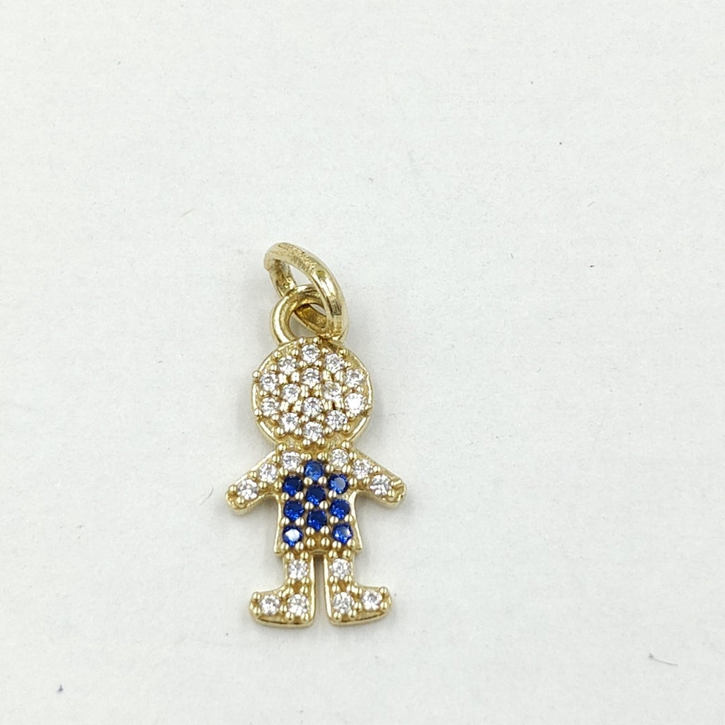 DIJE NIÑO CON CIRCONIAS Y PIEDRAS DE COLOR 10K 0.8 GR (NUEVO)