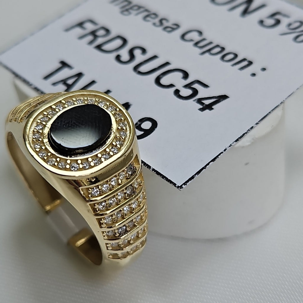 ANILLOS CON ONIX Y CIRCONIAS 14K TALLA 11.5 5.3 GR (NUEVO)