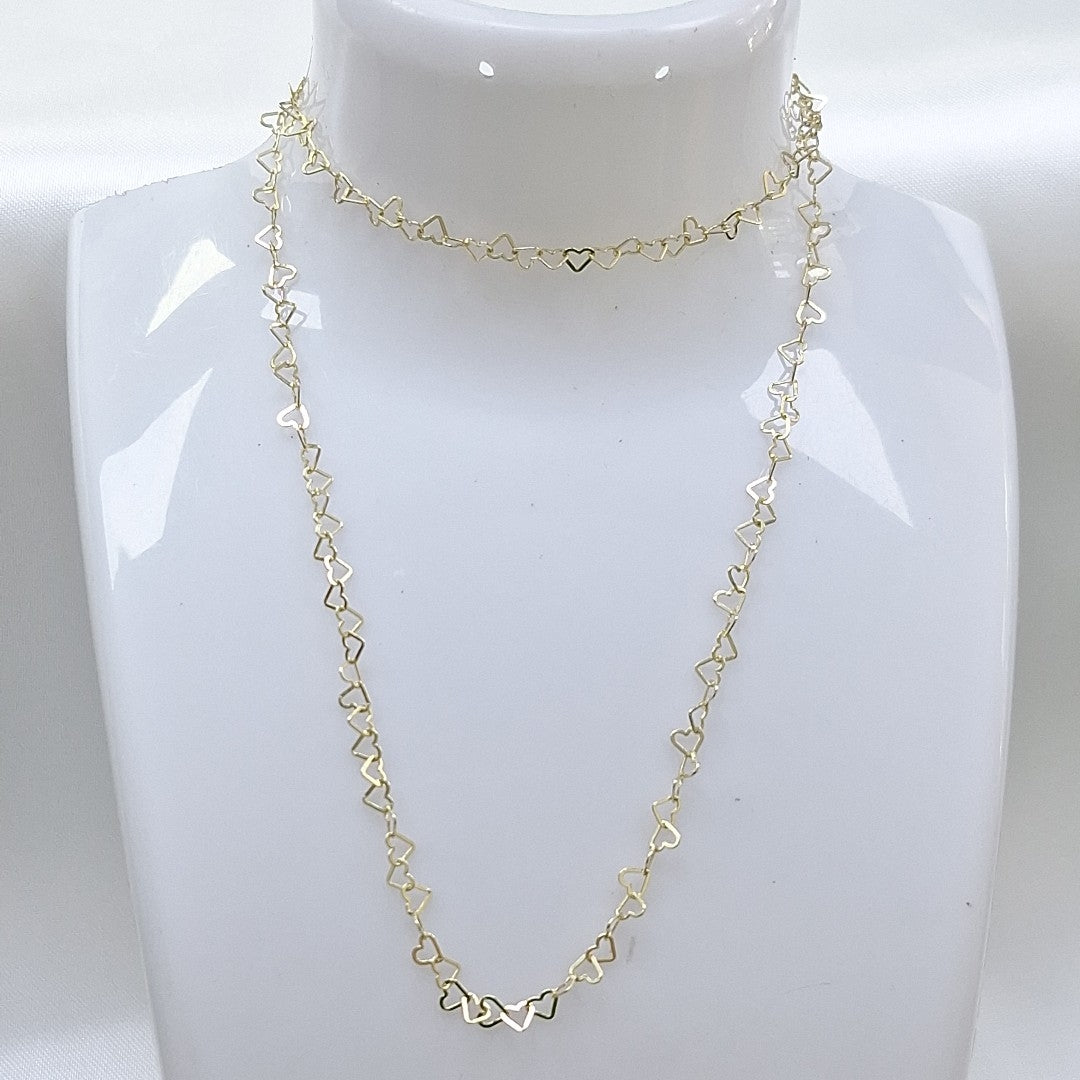 CADENAS TEJIDO CORAZONES ORO 10K 50 CM 2.5 GR (NUEVO)
