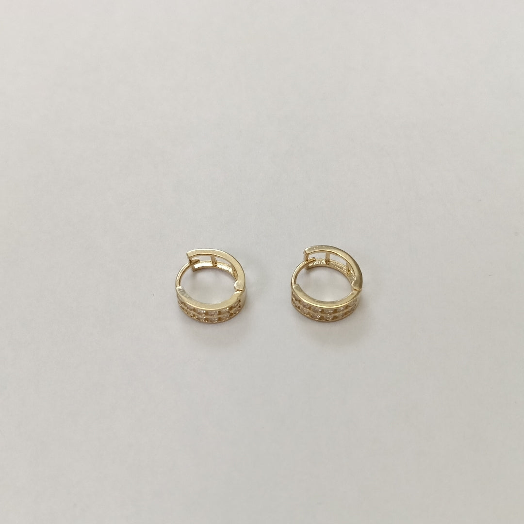 ARETES HUGGIES C CIRCONIAS 14K 1.7 GR (NUEVO)