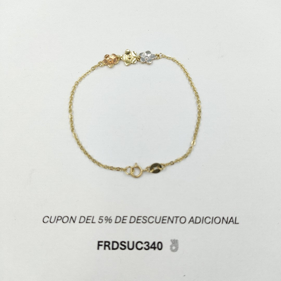 PULSERA TEJIDO ESPECIAL FIG FLORES 14K 18 CM 2 GR (NUEVO)