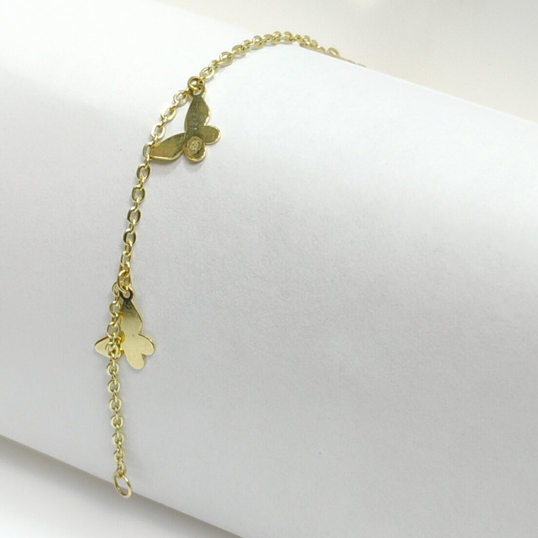 PULSERA ESPECIAL CON MARIPOSAS 14K 18 CM 2.1 GR (NUEVO)