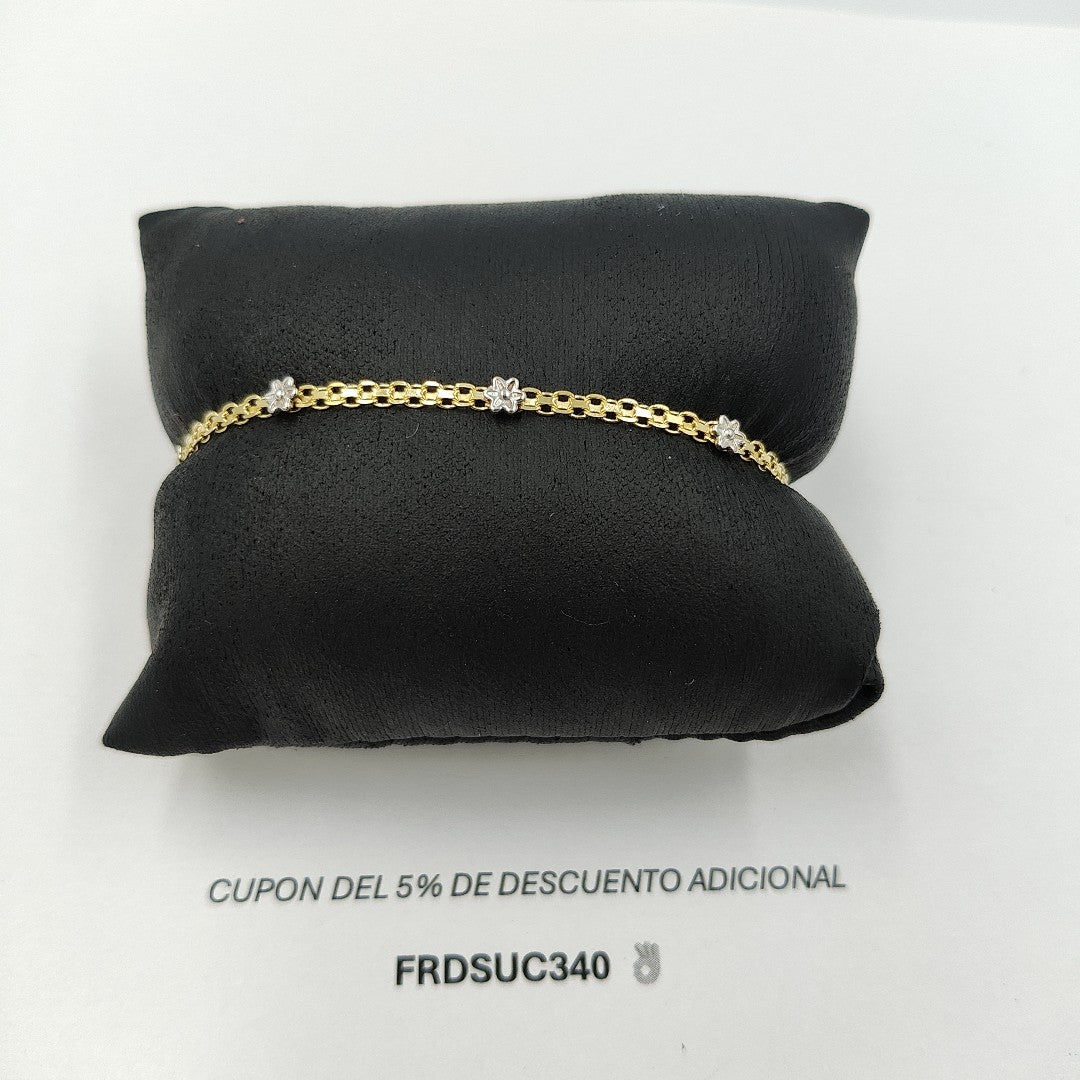 PULSERA ESPECIAL C FLORES 14K 18 CM 3 GR (NUEVO)