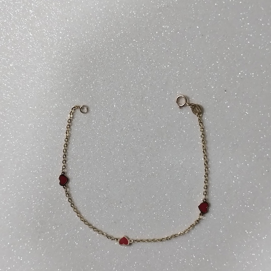 PULSERA ESPECIAL CON CORAZONES 14K 18 CM 1.4 GR (NUEVO)
