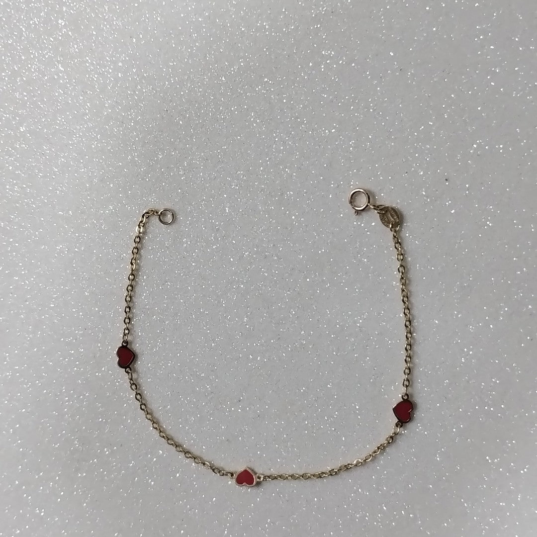PULSERA ESPECIAL CON CORAZONES 14K 18 CM 1.4 GR (NUEVO)