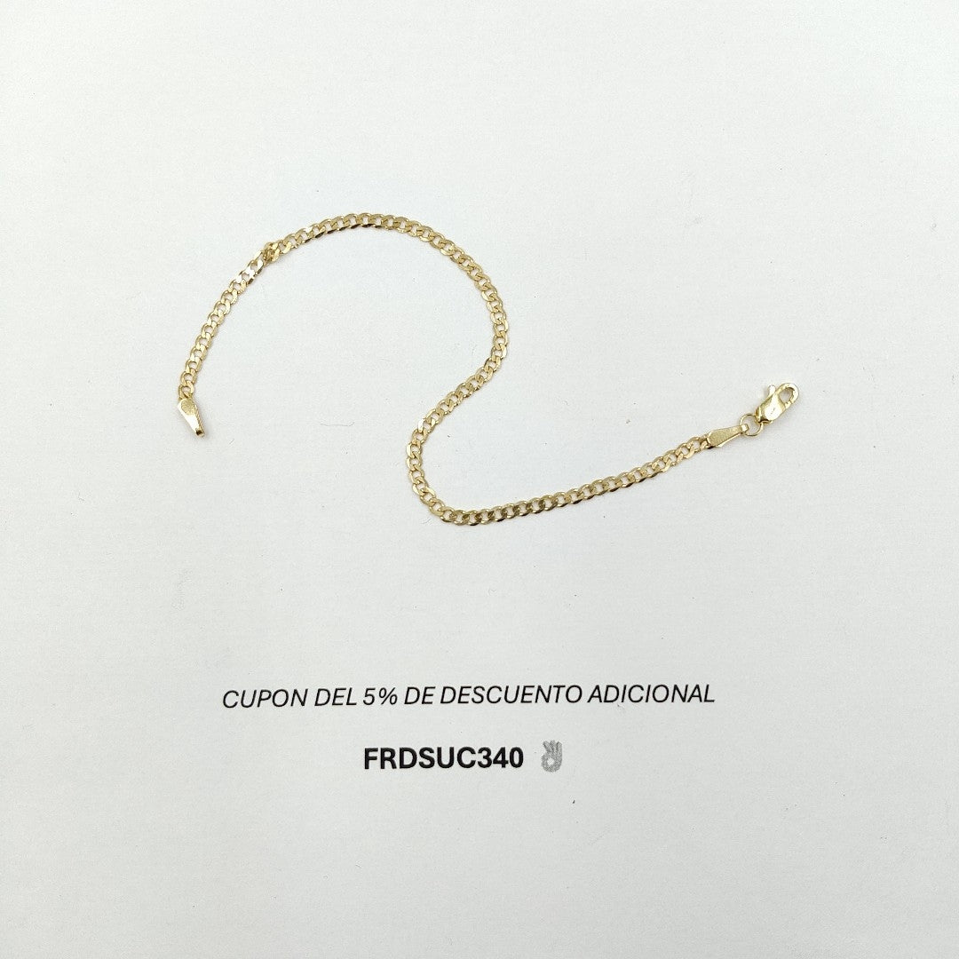 PULSERA TEJIDO BARBADA 14K 18 CM 2.1 GR (NUEVO)