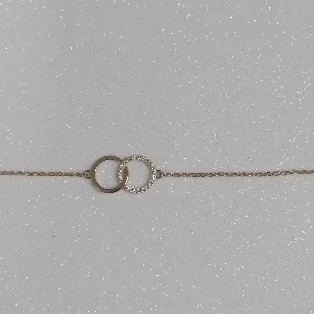 PULSERA TEJIDO ESPECIAL FIG AROS UNIDOS C CIRCS 14K 18 CM 2.1 GR (NUEVO)