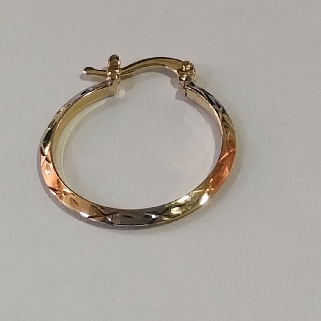 ARETES TEJIDO ARRACADAS BISELADAS COMBINADAS 14K 1.3 GR (NUEVO)