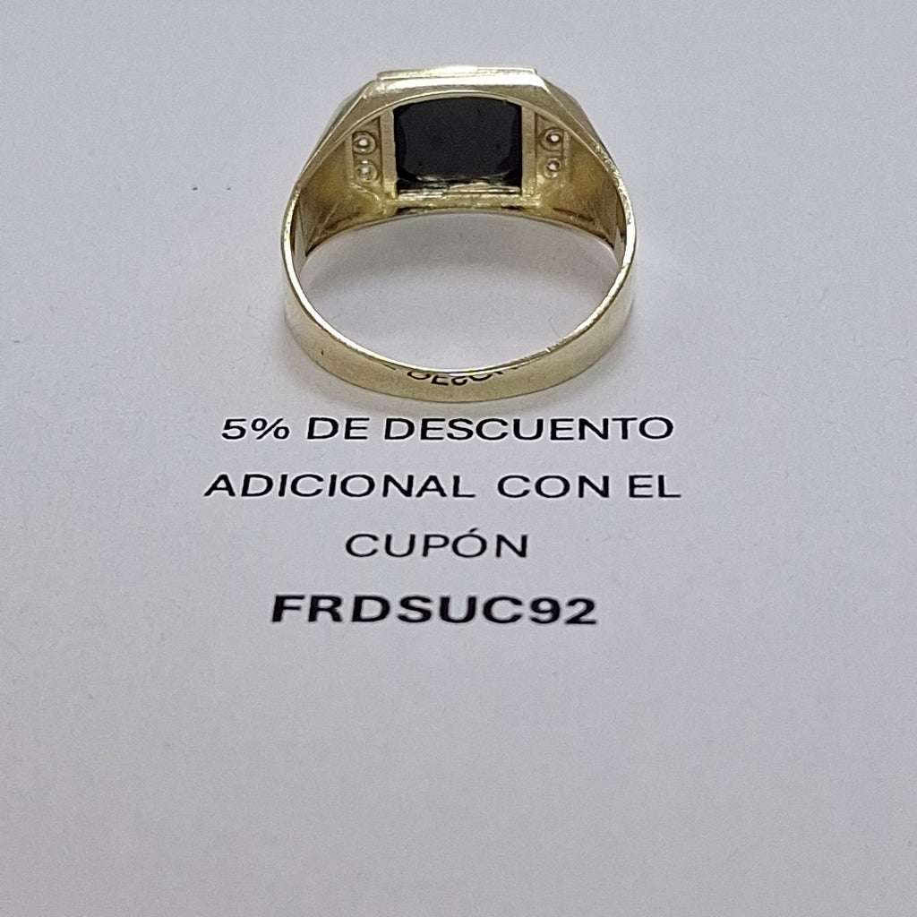 ANILLOS CON ONIX Y CIRCONIAS 10K TALLA 11 3.9 GR (NUEVO)