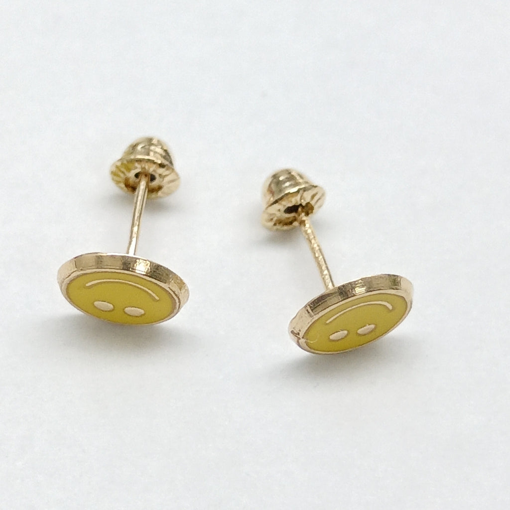 BROQUELES BROQUEL FIG SONRISA ESMALTE AMARILLO 14K 0.2074 GR (NUEVO)