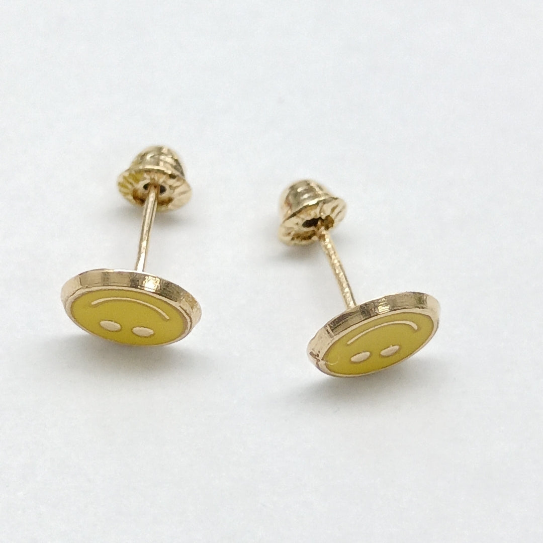 BROQUELES BROQUEL FIG SONRISA ESMALTE AMARILLO 14K 0.2074 GR (NUEVO)