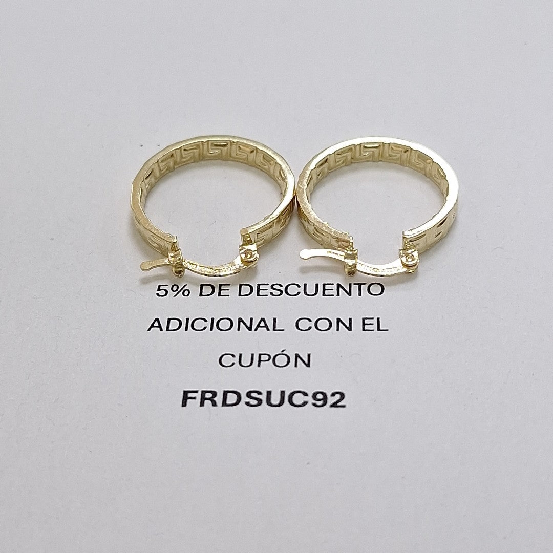 ARETES TEJIDO ARRACADAS TIPO GRECAS 14K 2.1 GR (NUEVO)