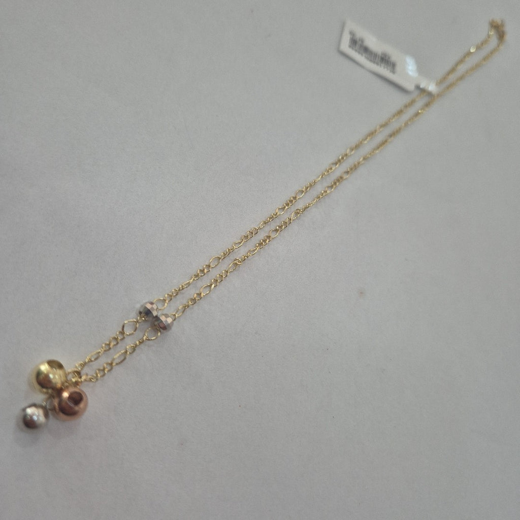 CADENA GARGANTILLA 3X1 CON ESFERAS COMBINADAS 14K 45 CM 3 GR (NUEVO)
