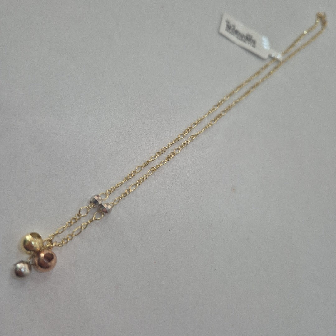 CADENA GARGANTILLA 3X1 CON ESFERAS COMBINADAS 14K 45 CM 3 GR (NUEVO)