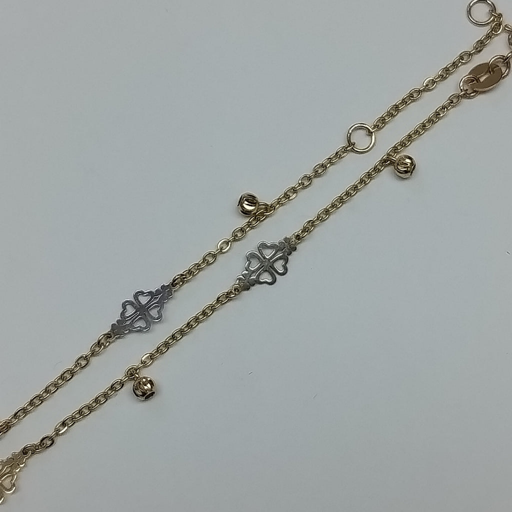 PULSERA ESPECIAL CON TREBOL 14K 18 CM 1.8 GR (NUEVO)