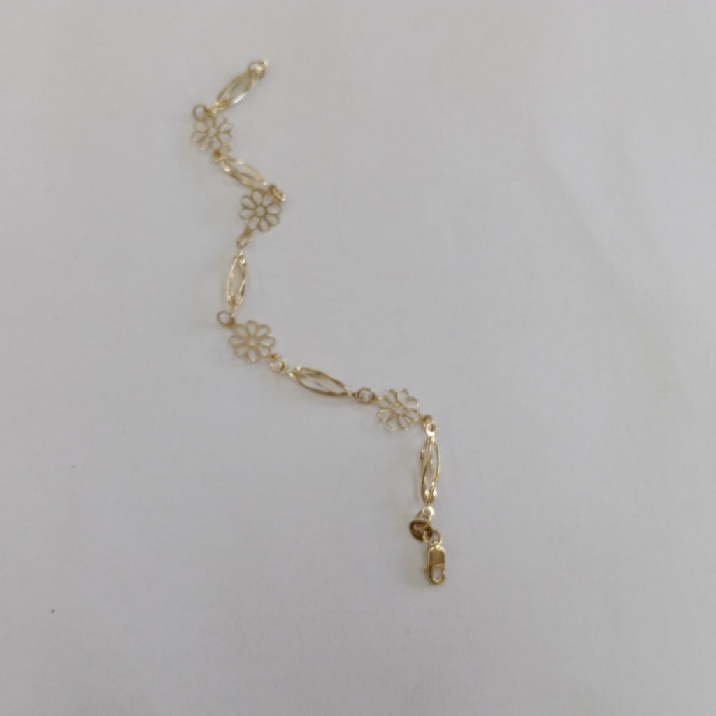 PULSERA ESPECIAL CON FLORES 14K 18 CM 2.6 GR (NUEVO)