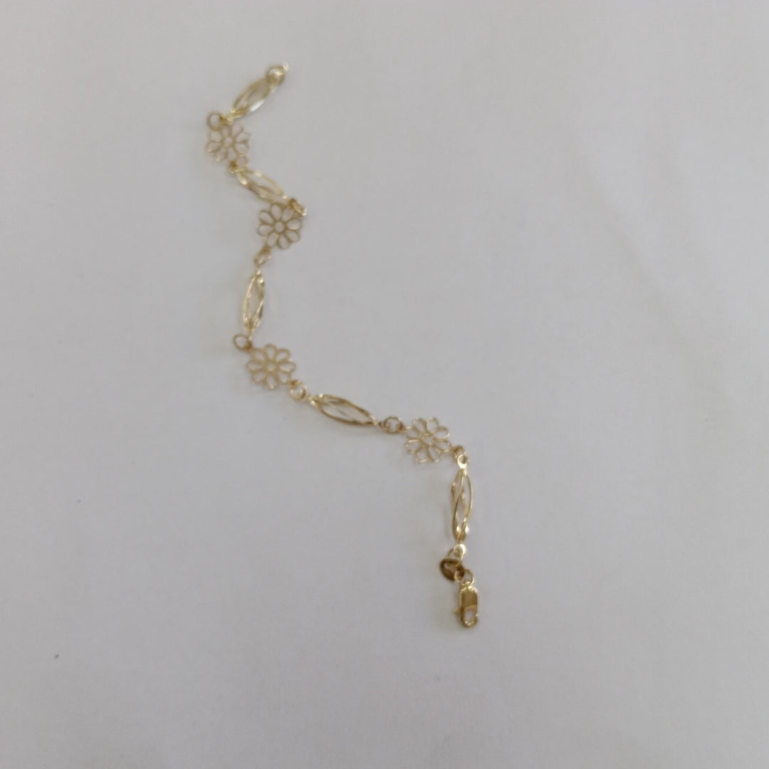 PULSERA ESPECIAL CON FLORES 14K 18 CM 2.6 GR (NUEVO)