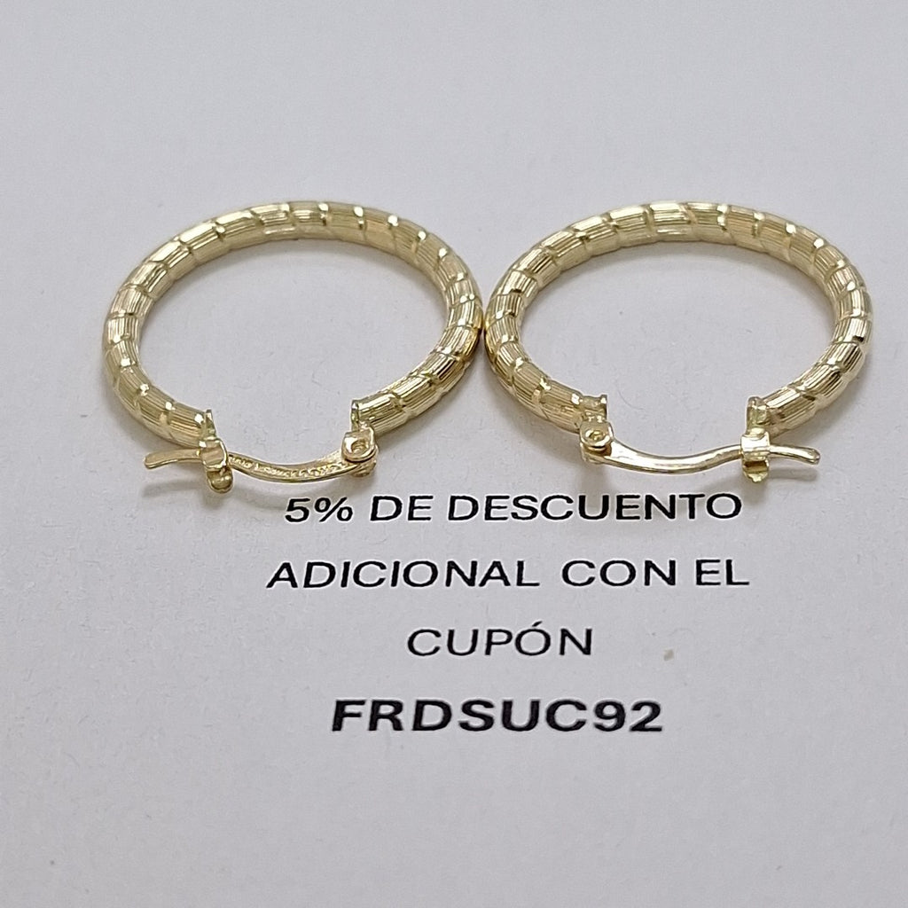 ARETES ARRACADAS LABRADAS 14K 3.2 GR (NUEVO)