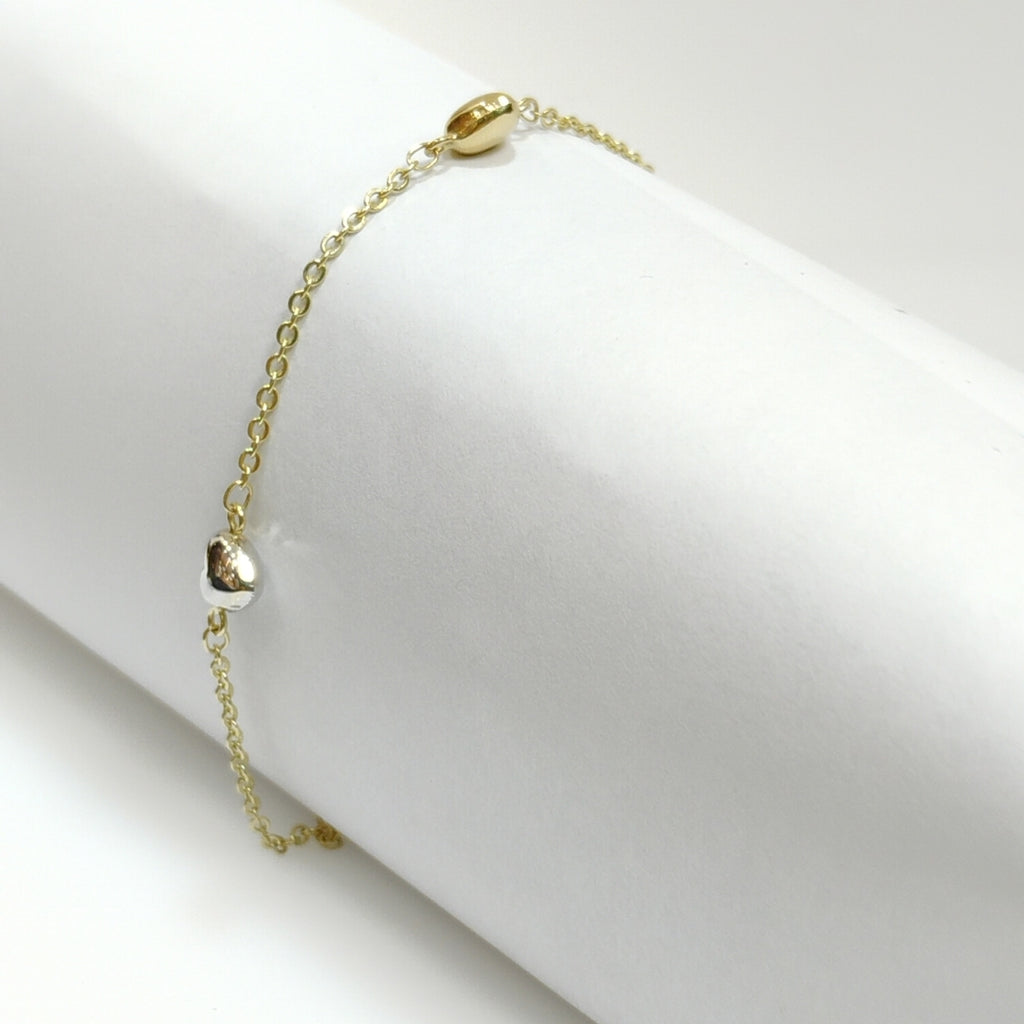 PULSERA ESP CON CORAZONES COMBINADOS 14K 18 CM 1.6 GR (NUEVO)