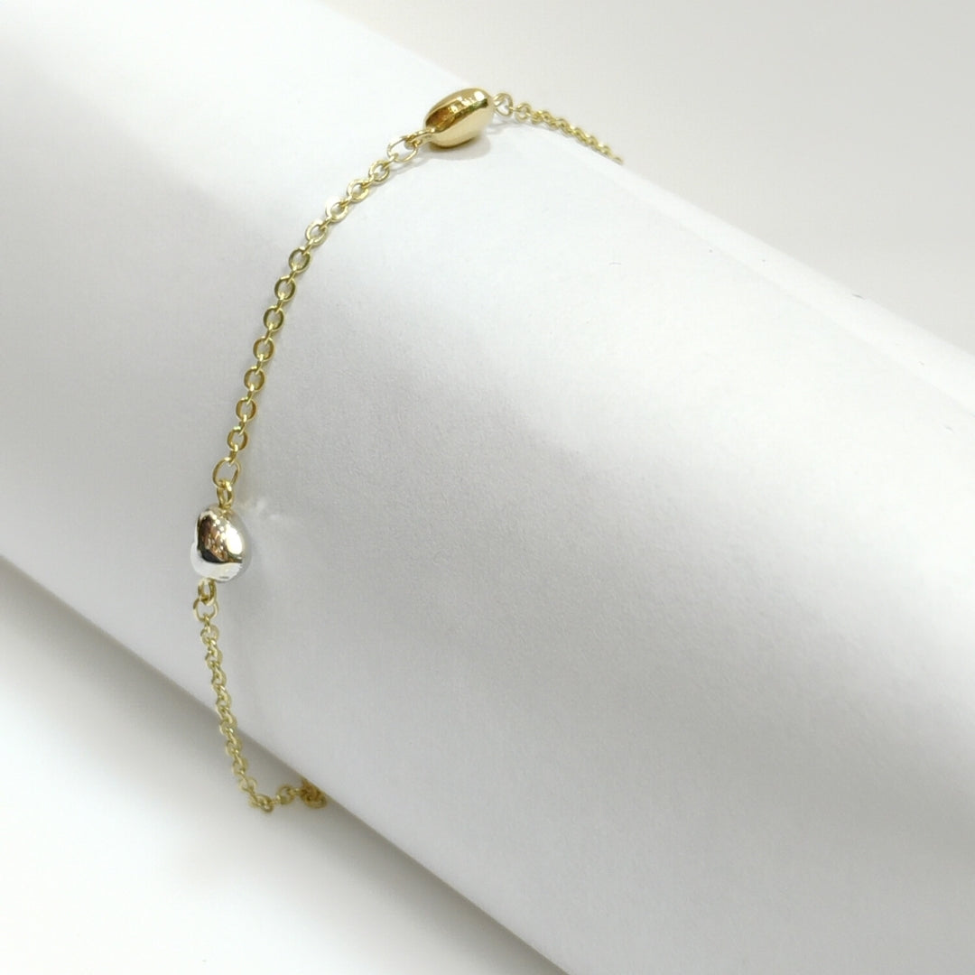 PULSERA ESP CON CORAZONES COMBINADOS 14K 18 CM 1.6 GR (NUEVO)