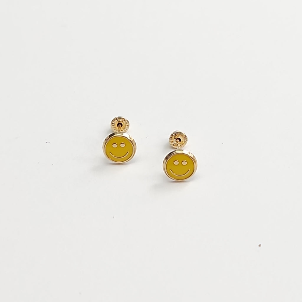 BROQUELES BROQUEL FIG SONRISA ESMALTE AMARILLO 14K 0.2074 GR (NUEVO)