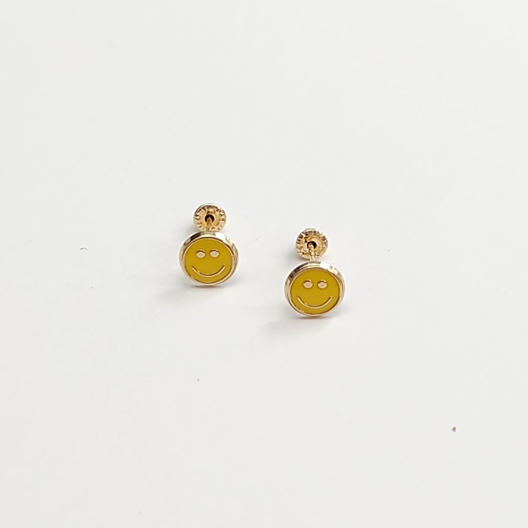 BROQUELES BROQUEL FIG SONRISA ESMALTE AMARILLO 14K 0.2074 GR (NUEVO)