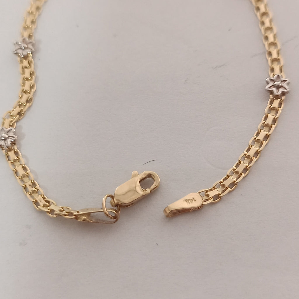 PULSERA ESPECIAL C FLORES 14K 18 CM 3 GR (NUEVO)
