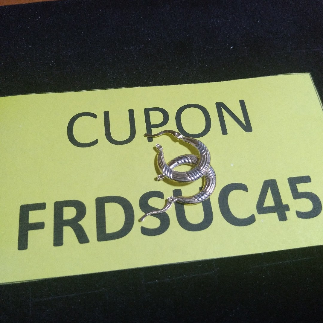 ARETES TEJIDO ARRACADAS COMBINADAS HUECAS 14K 2 GR (NUEVO)