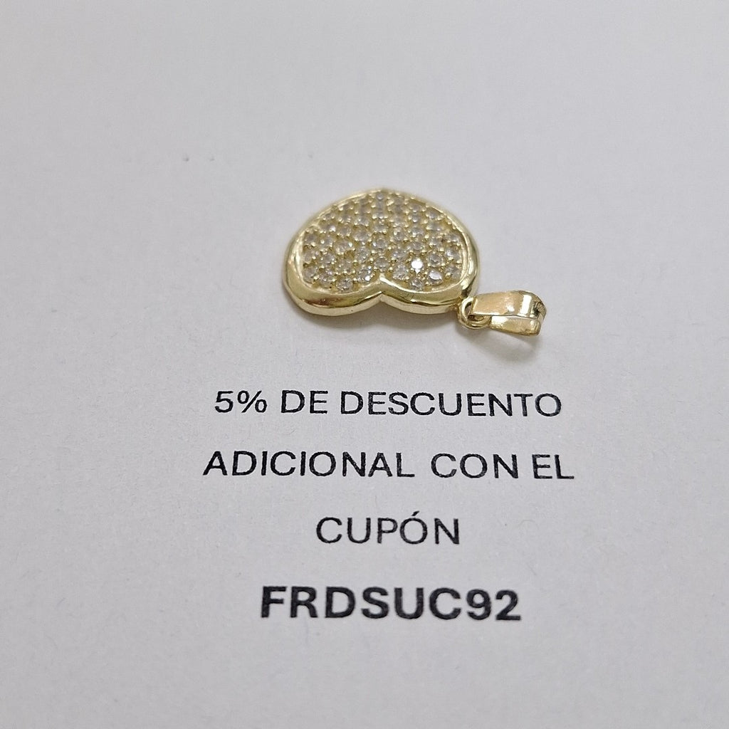 DIJE TEJIDO CORAZON CON CIRCONIAS 14K 1.8 GR (NUEVO)