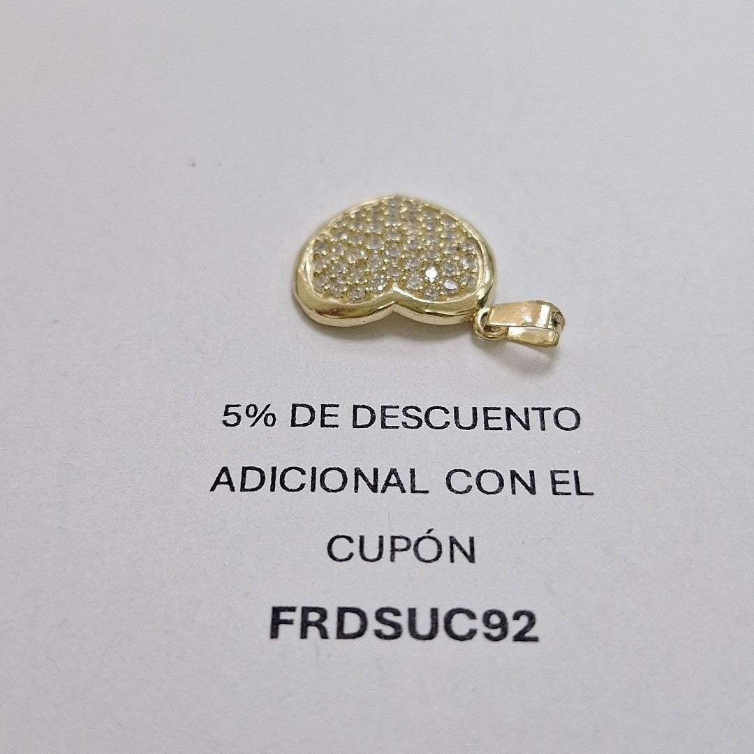 DIJE TEJIDO CORAZON CON CIRCONIAS 14K 1.8 GR (NUEVO)