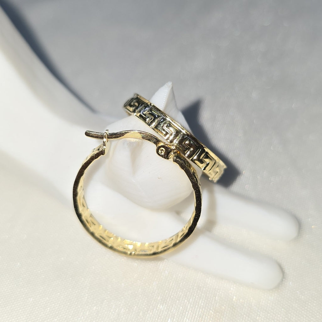 ARETES ARRACADA CON GRECAS 14K 2 GR (NUEVO)