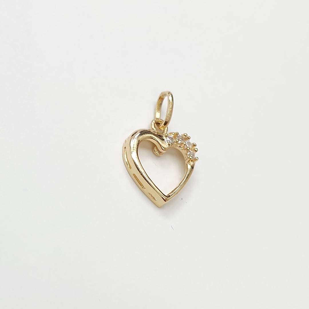 DIJE CORAZON CON CIRCONIAS 14K 1.4 GR (NUEVO)