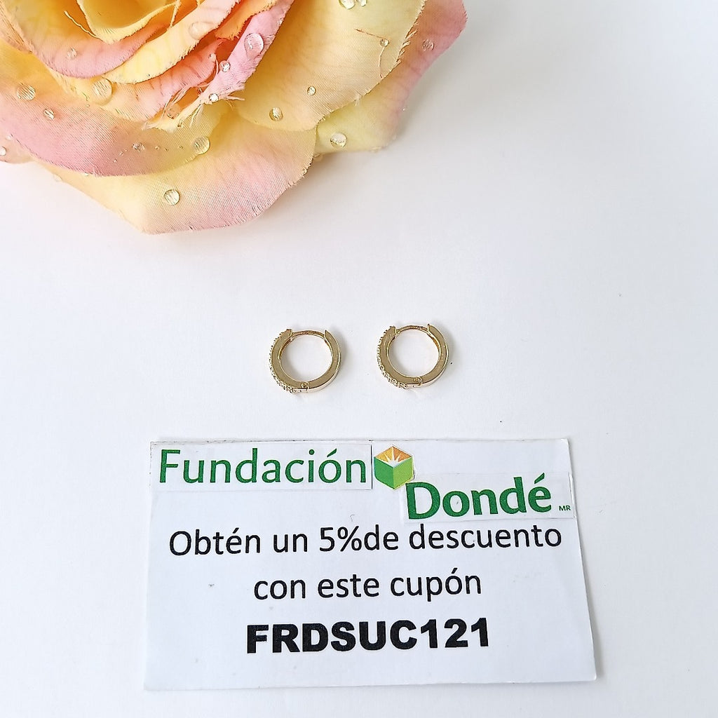 ARETES HUGGIES C CIRCONIAS 14K 1.7 GR (NUEVO)