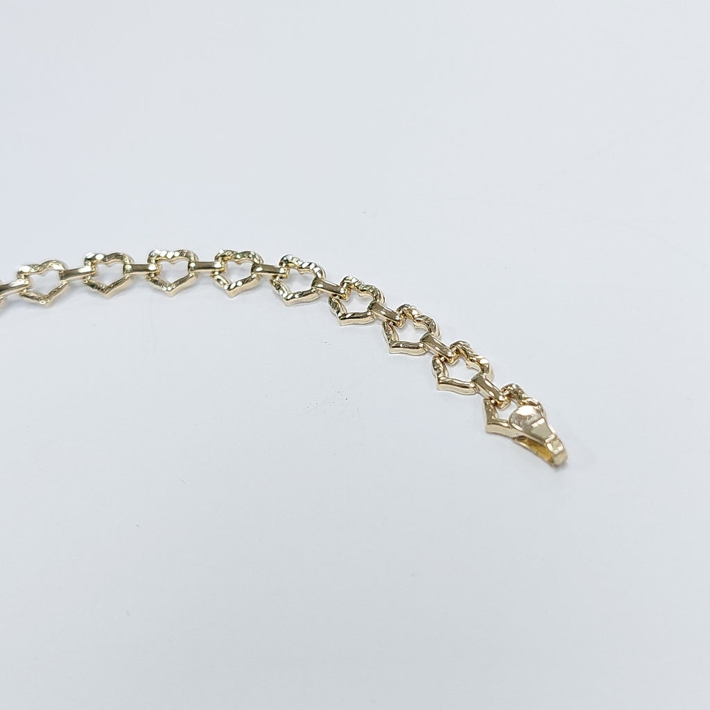 PULSERA ESPECIAL CON CORAZONES 14K 18 CM 4.1 GR (NUEVO)