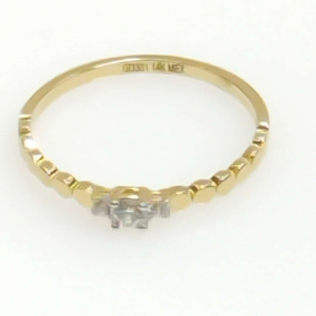 ANILLO ANILLITO C CIRCONIAS 14K 6.5 TALLA 1.1 GR (NUEVO)